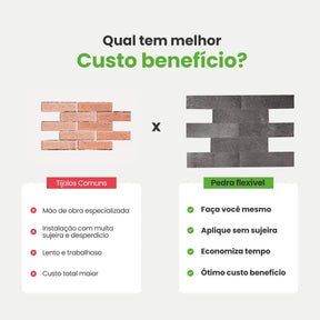 Revestimento Tijolinho Autocolante em Pedra Flexível-Meu-Rodape--