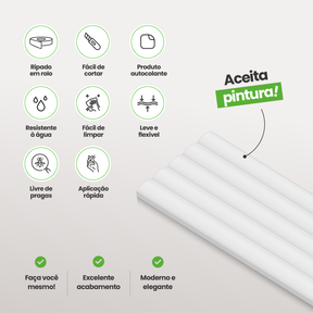 Painel Ripado Autocolante de EVA Branco | Linha POP