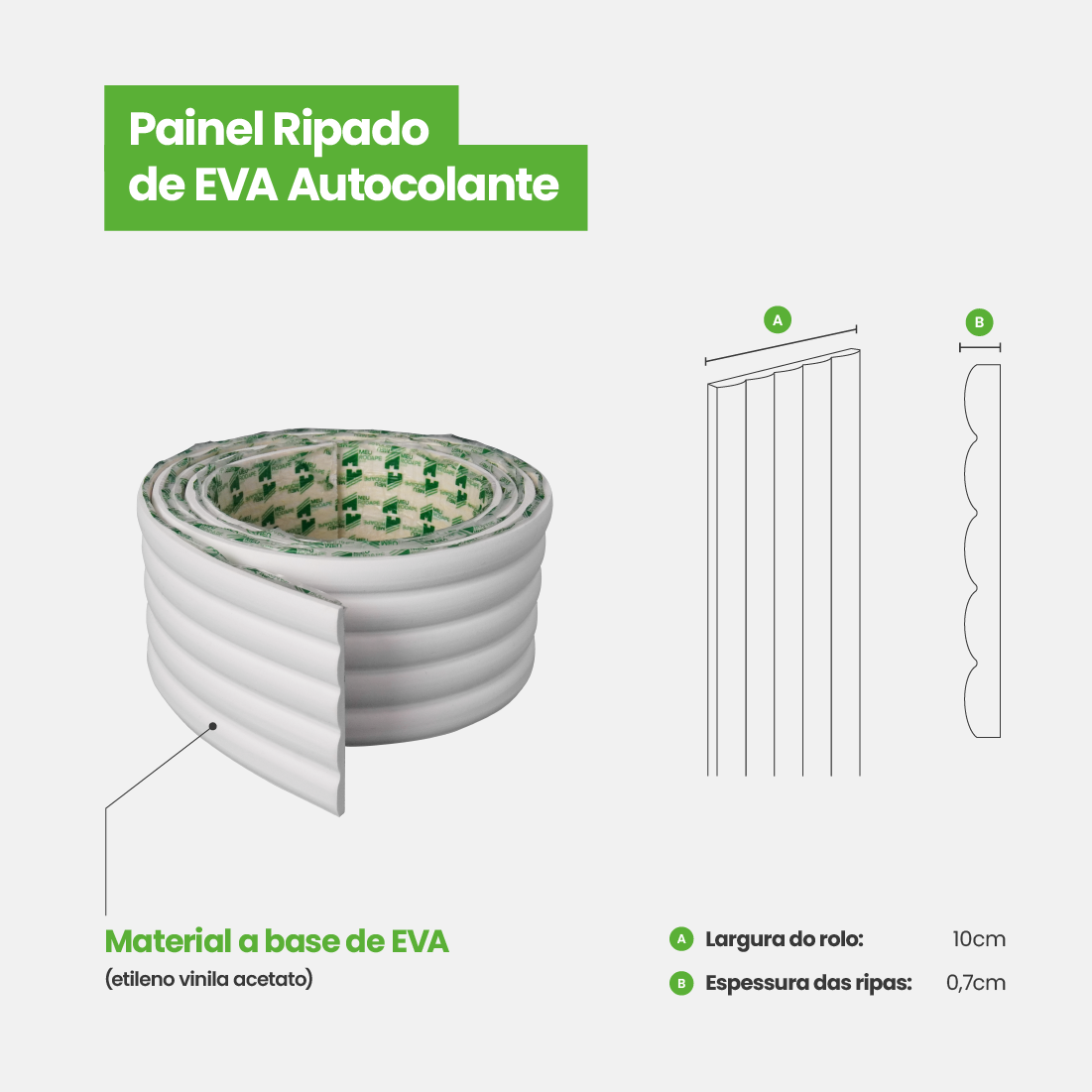Painel Ripado Autocolante de EVA Branco | Linha POP