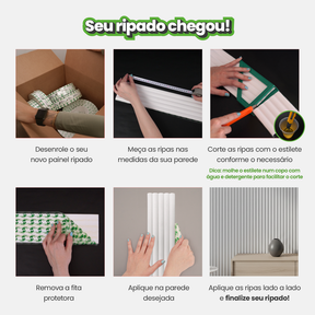 Painel Ripado Autocolante de EVA Branco | Linha POP