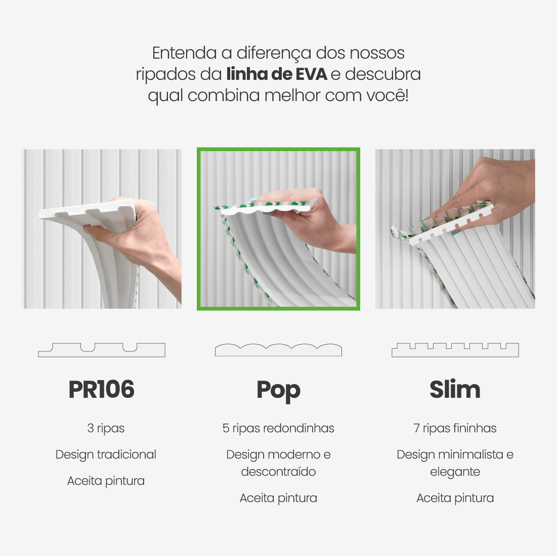 Painel Ripado Autocolante de EVA Branco | Linha POP - Meu Rodapé