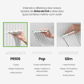 Painel Ripado de EVA Autocolante | PR106 - Meu Rodapé