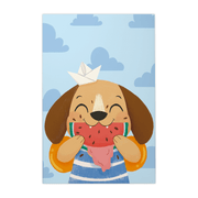 Quadro Decorativo Cachorro Comendo Melancia | Luana Estela - Meu Rodapé