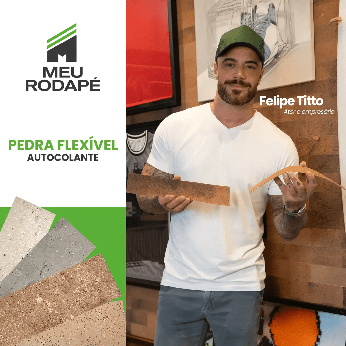 Revestimento Tijolinho Autocolante em Pedra Flexível-Meu-Rodape--