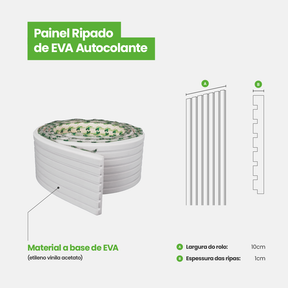 Painel Ripado Autocolante de EVA Branco | Linha SLIM