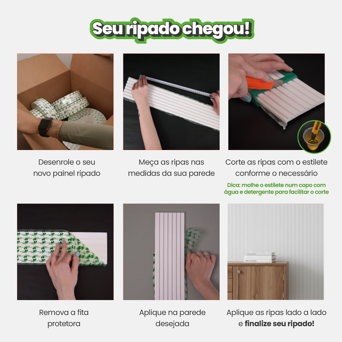 Painel Ripado Autocolante de EVA Branco | Linha SLIM