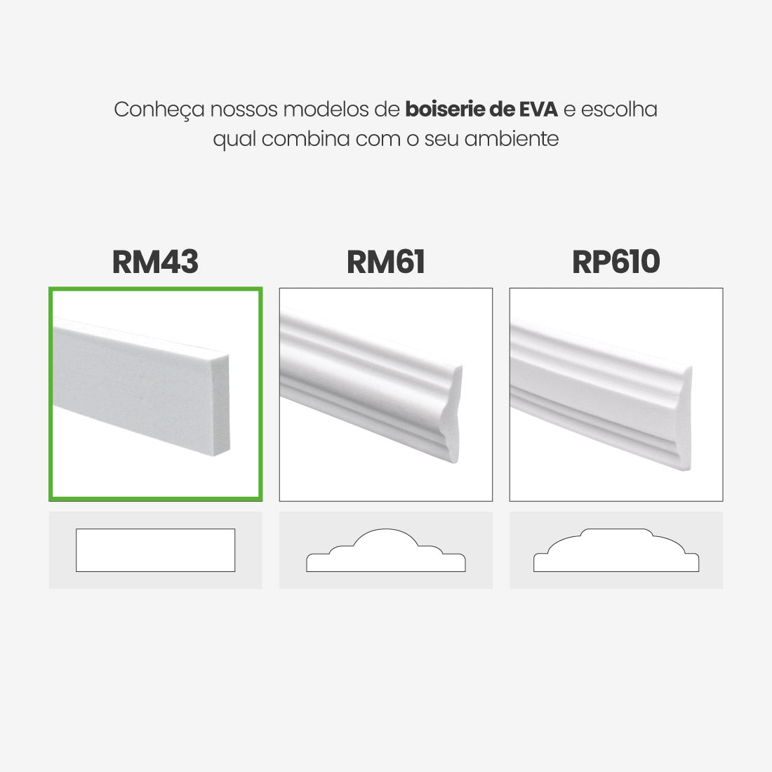 Boiserie Branco Rodameio Moldura de EVA Autocolante | RM43 - Meu Rodapé