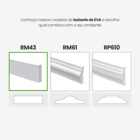 Boiserie Branco Rodameio Moldura de EVA Autocolante | RM43 - Meu Rodapé
