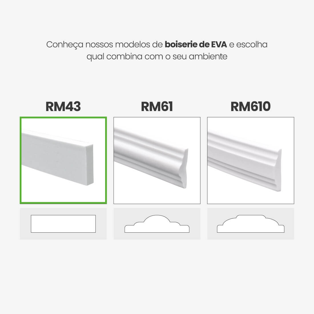 Boiserie Branco Rodameio Moldura de EVA Autocolante | RM43 - Meu Rodapé