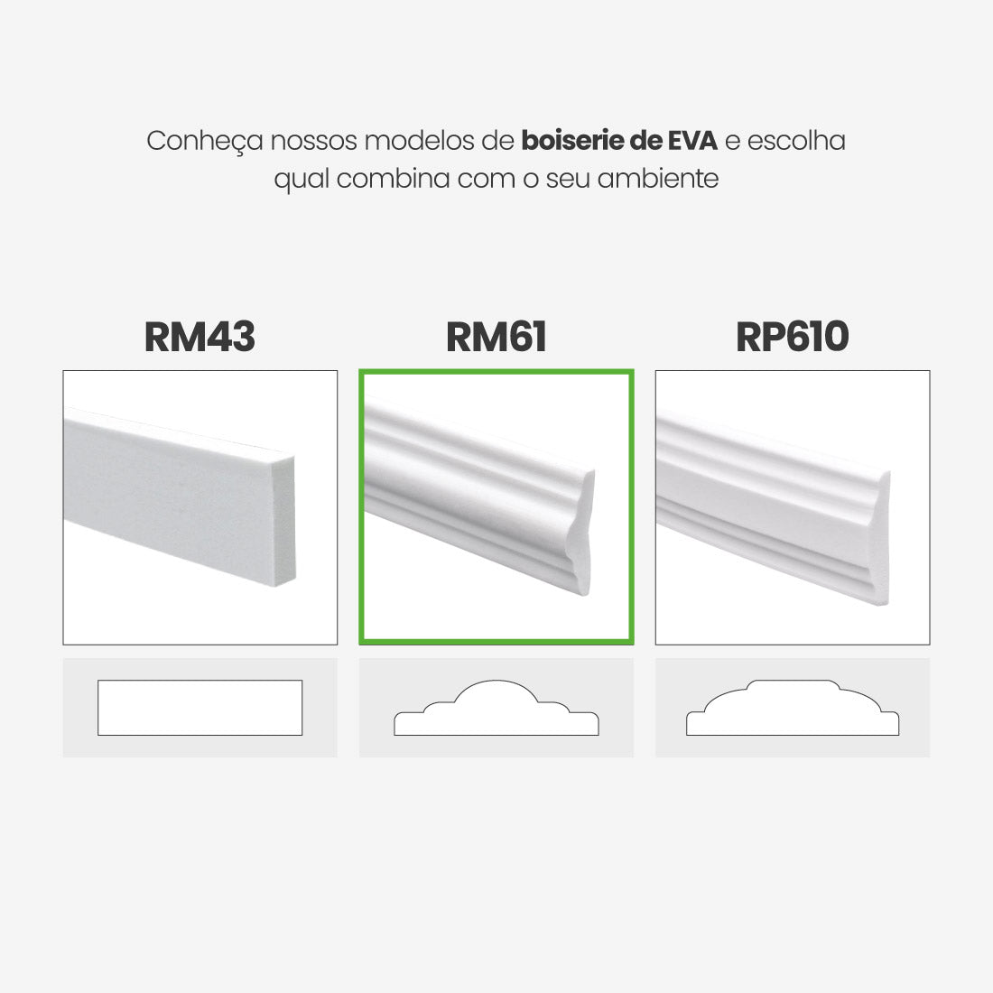 Boiserie Branco Rodameio Moldura de EVA Autocolante | RM61 - Meu Rodapé