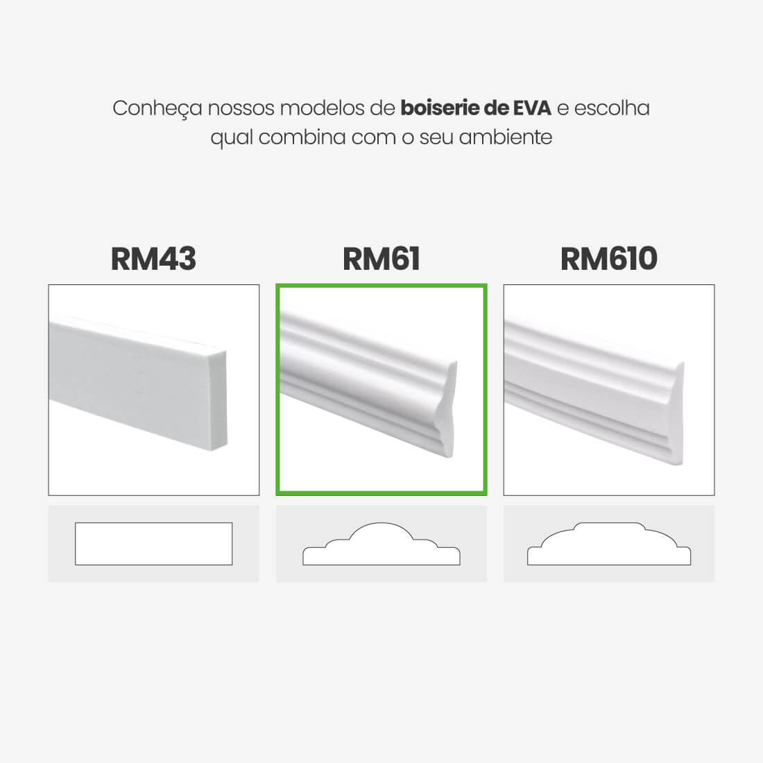Boiserie Branco Rodameio Moldura de EVA Autocolante | RM61 - Meu Rodapé