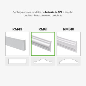 Boiserie Branco Rodameio Moldura de EVA Autocolante | RM61 - Meu Rodapé