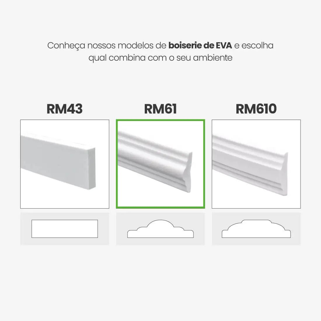 Boiserie Branco Rodameio Moldura de EVA Autocolante | RM61 Outlet-Meu-Rodape--