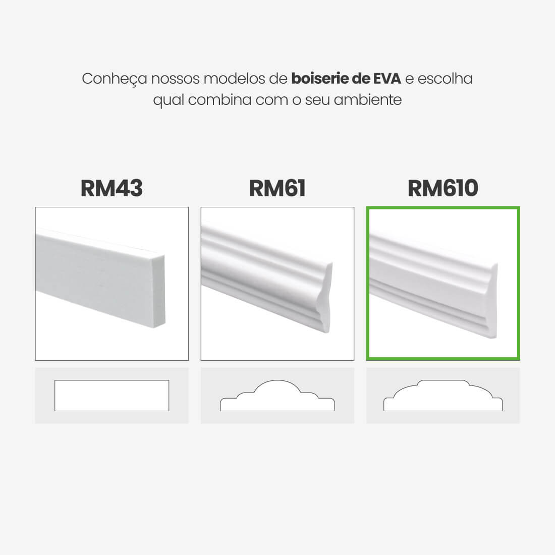 Boiserie Branco Rodameio Moldura de EVA Autocolante | RM610 - Meu Rodapé