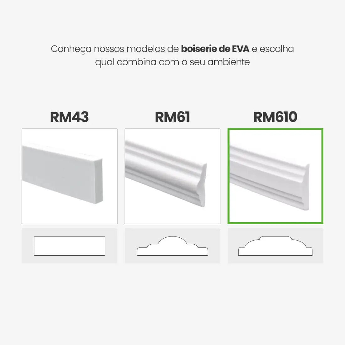 Boiserie Branco Rodameio Moldura de EVA Autocolante | RM610-Meu-Rodape--