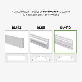 Boiserie Branco Rodameio Moldura de EVA Autocolante | RM610 - Meu Rodapé