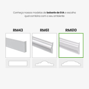 Boiserie Branco Rodameio Moldura de EVA Autocolante | RM610-Meu-Rodape--