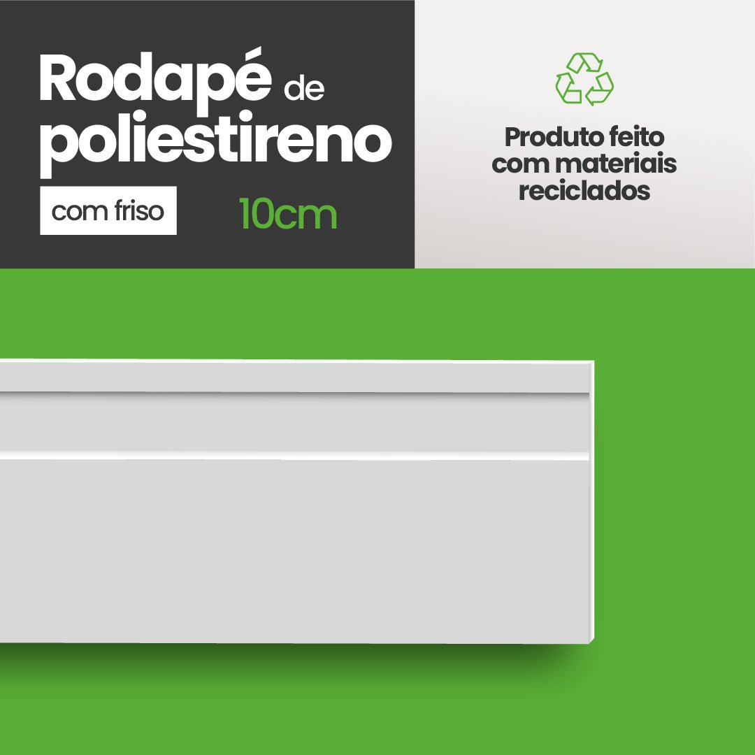 Rodapé de Poliestireno Frisado | Barra de 2 metros - Meu Rodapé
