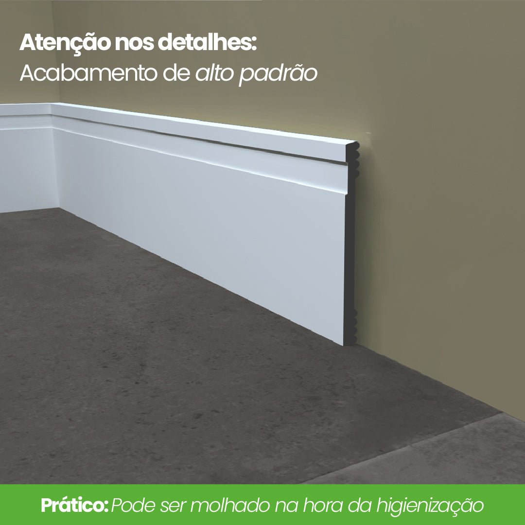 Rodapé de Poliestireno Frisado | Barra de 2 metros - Meu Rodapé