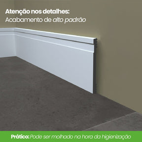 Rodapé de Poliestireno Frisado | Barra de 2 metros - Meu Rodapé