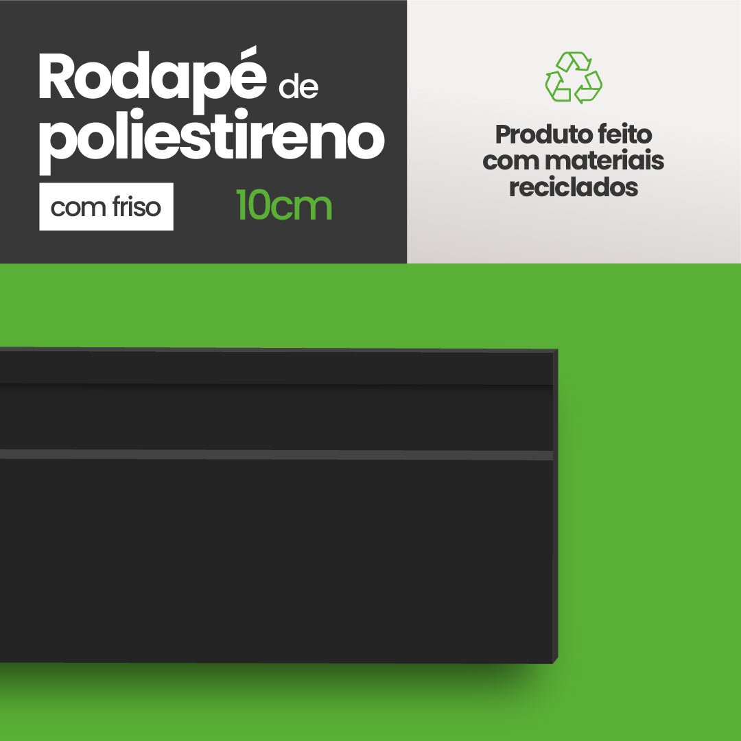 Rodapé de Poliestireno Frisado | Barra de 2 metros - Meu Rodapé