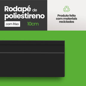 Rodapé de Poliestireno Frisado | Barra de 2 metros - Meu Rodapé