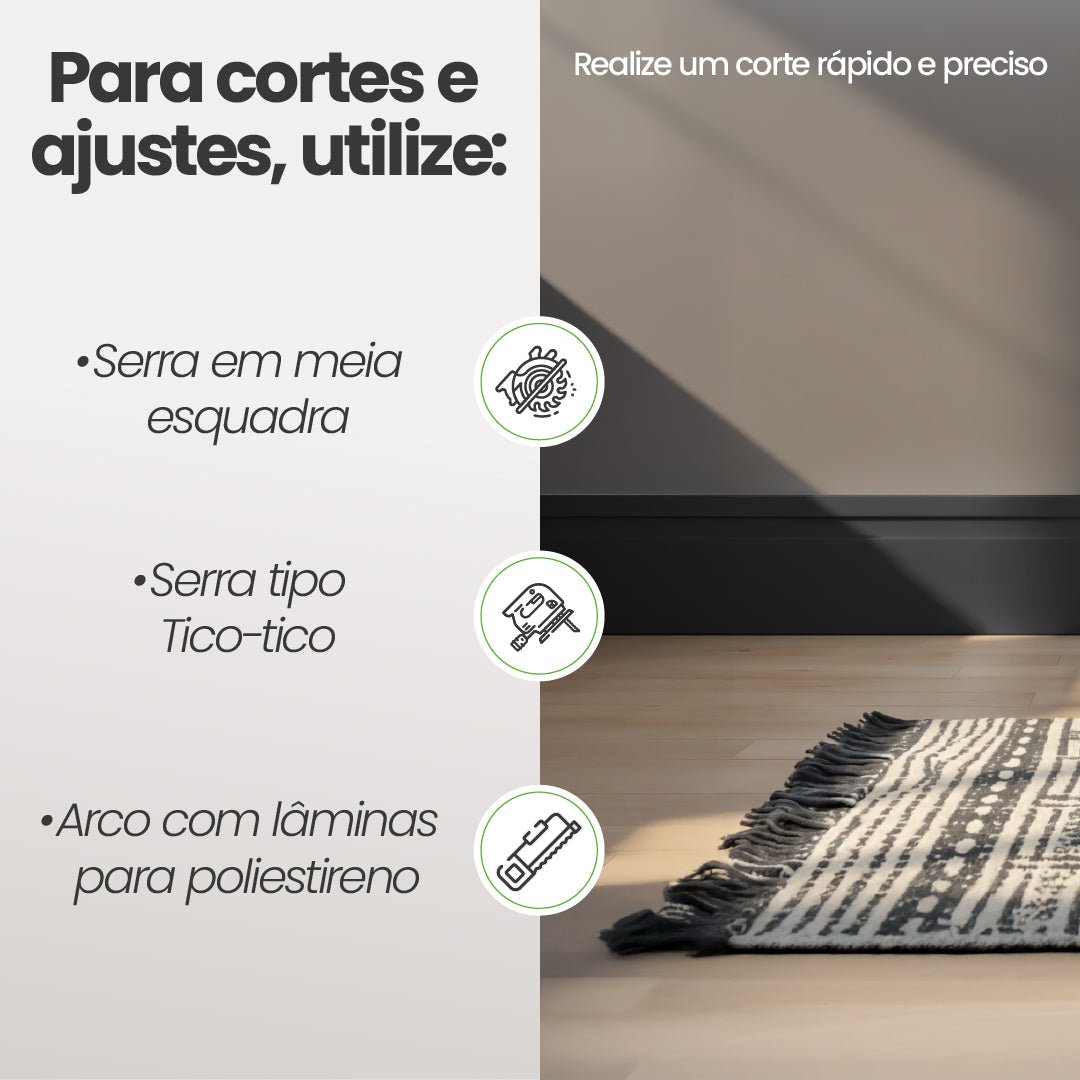 Rodapé de Poliestireno Frisado | Barra de 2 metros - Meu Rodapé