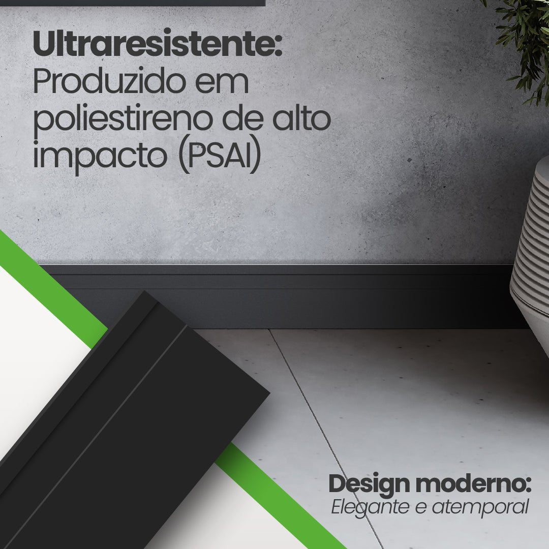 Rodapé de Poliestireno Frisado | Barra de 2 metros - Meu Rodapé