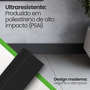 Rodapé de Poliestireno Frisado | Barra de 2 metros - Meu Rodapé