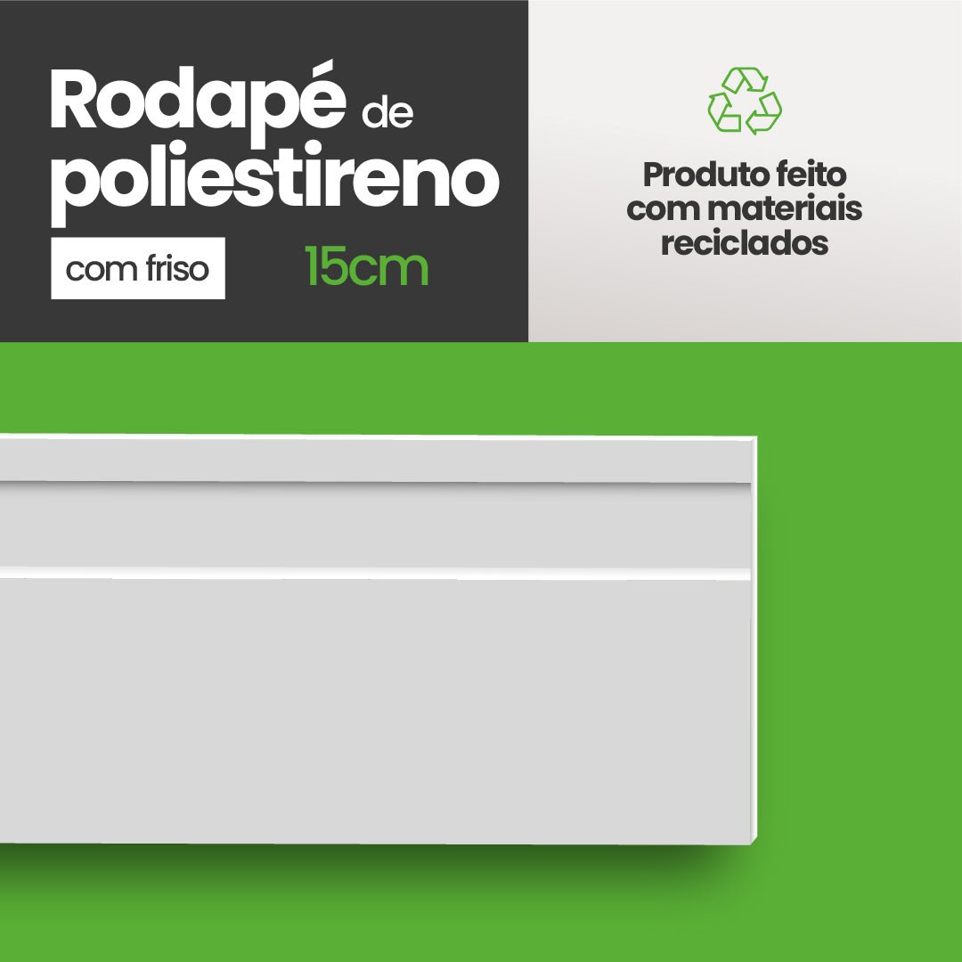 Rodapé de Poliestireno Frisado | Barra de 2 metros - Meu Rodapé