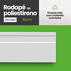 Rodapé de Poliestireno Frisado | Barra de 2 metros - Meu Rodapé