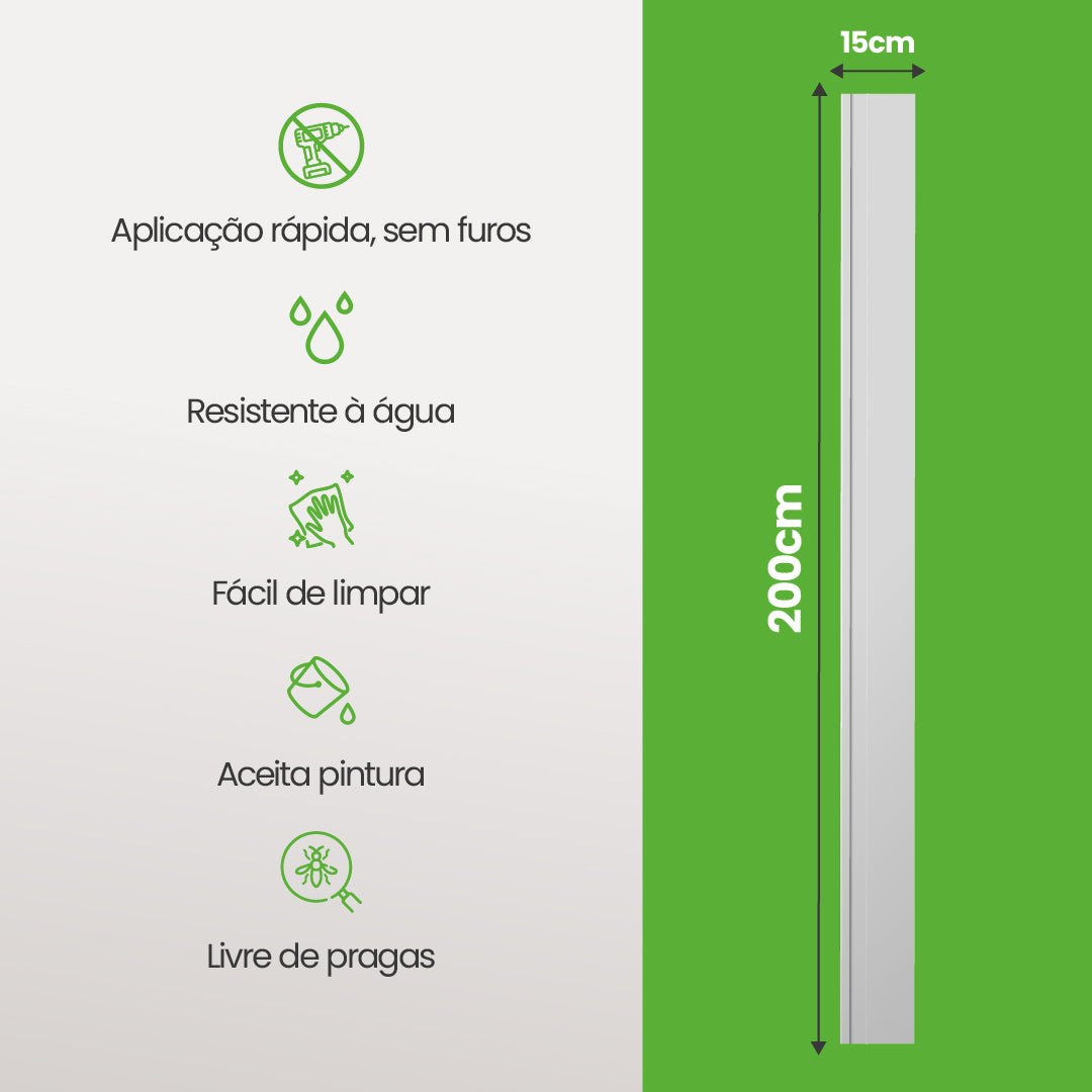 Rodapé de Poliestireno Frisado | Barra de 2 metros - Meu Rodapé