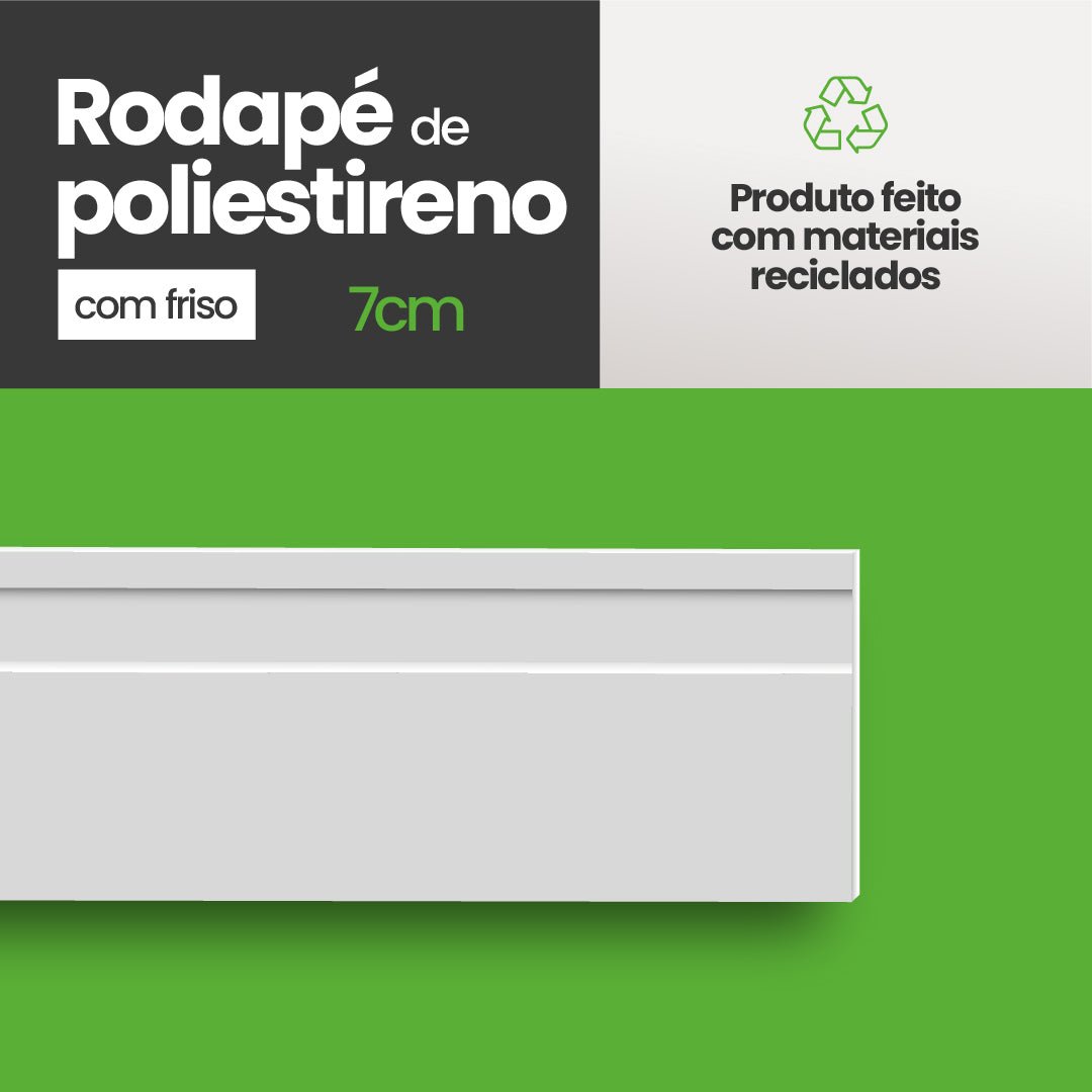 Rodapé de Poliestireno Frisado | Barra de 2 metros - Meu Rodapé