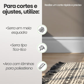 Rodapé de Poliestireno Frisado | Barra de 2 metros - Meu Rodapé