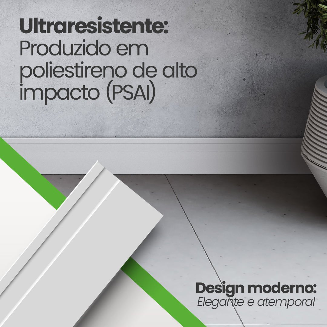 Rodapé de Poliestireno Frisado | Barra de 2 metros - Meu Rodapé