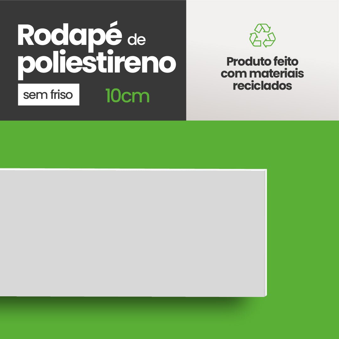 Rodapé de Poliestireno Liso | Barra de 1.8 metros - Meu Rodapé