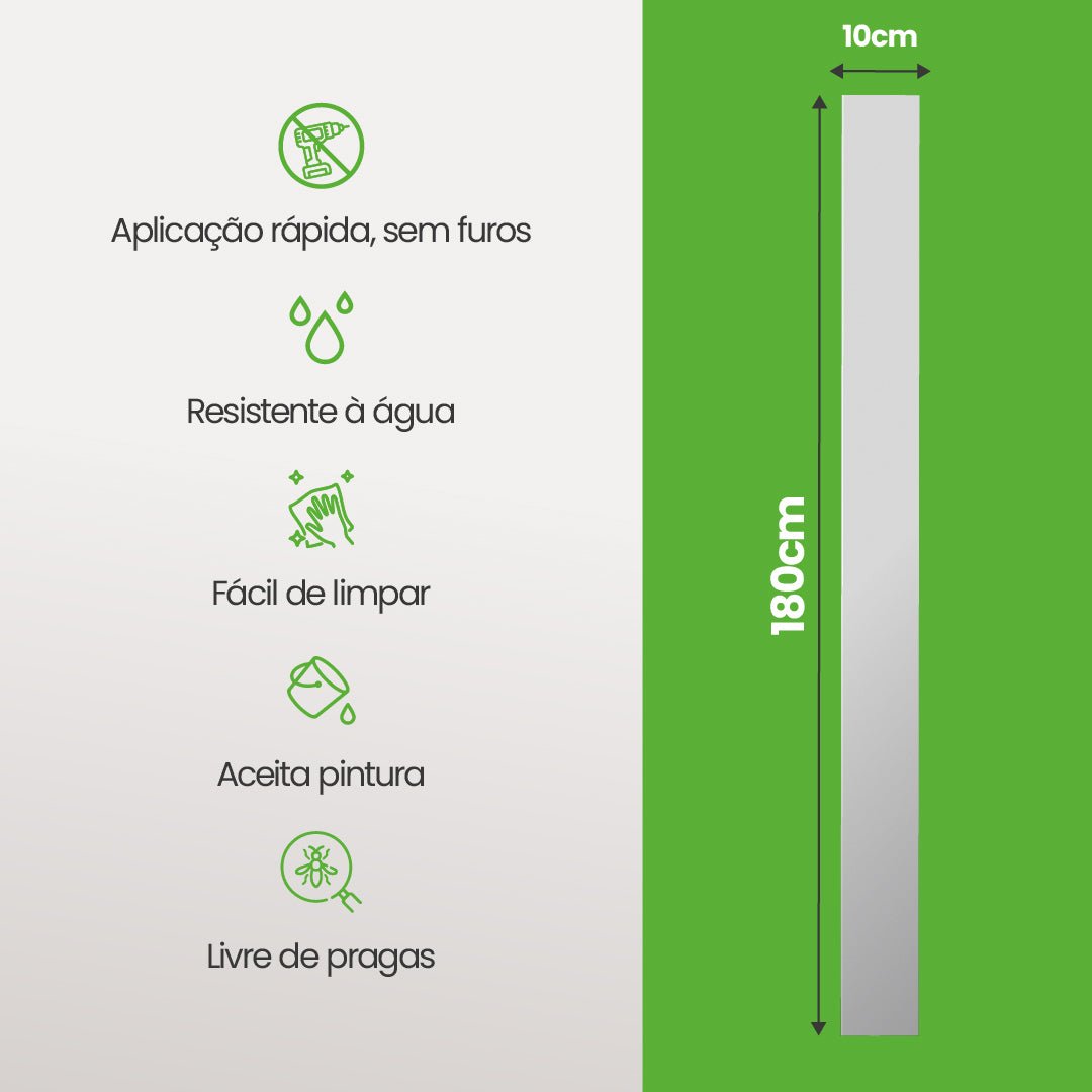 Rodapé de Poliestireno Liso | Barra de 1.8 metros - Meu Rodapé