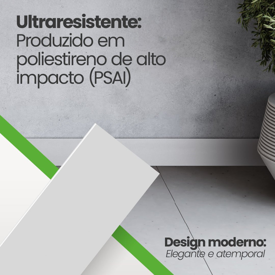 Rodapé de Poliestireno Liso | Barra de 1.8 metros - Meu Rodapé