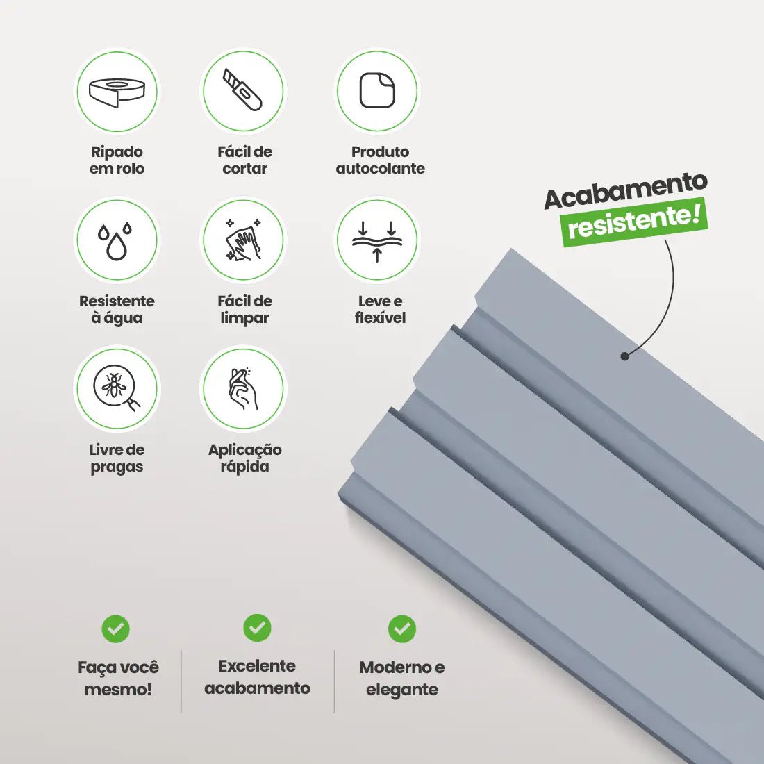 Painel Ripado Laminado de EVA Autocolante | Linha Play-Meu-Rodape--