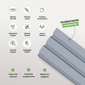 Painel Ripado Laminado de EVA Autocolante | Linha Play-Meu-Rodape--