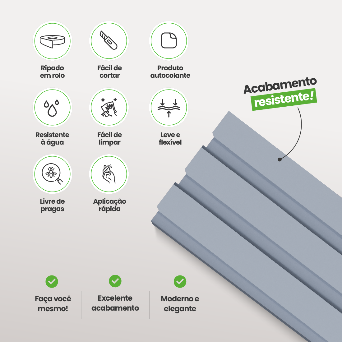 Painel Ripado Laminado Meia Parede | Linha Play +