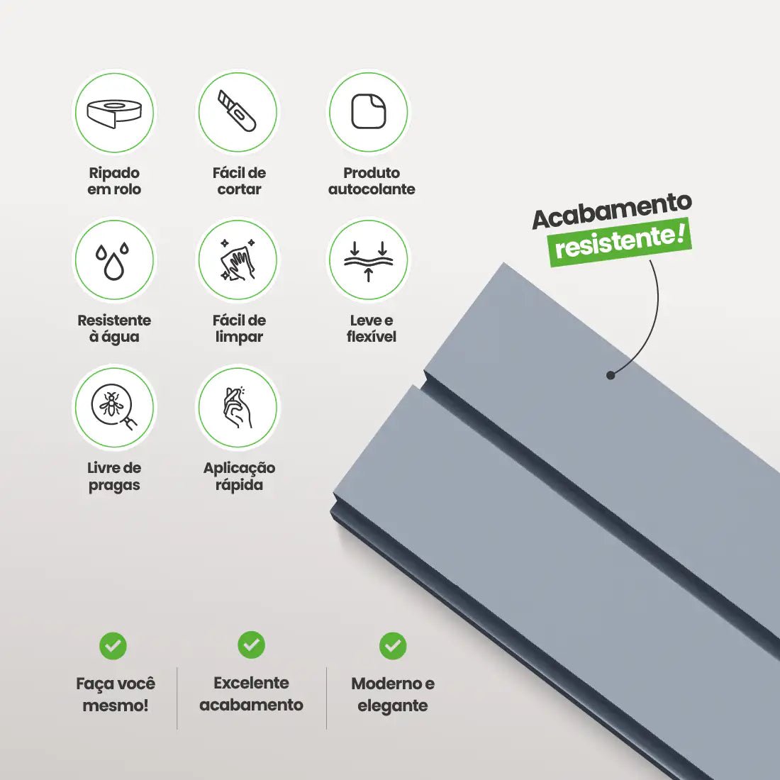 Painel Ripado Laminado de EVA Autocolante | Linha Play+-Meu-Rodape--