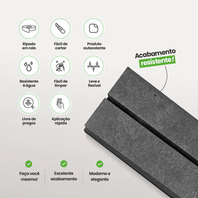 Meia Parede Ripada Autocolante Laminada | Linha Urban +-Meu-Rodape--