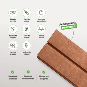 Meia Parede Ripada Autocolante Laminada | Linha Urban +-Meu-Rodape--