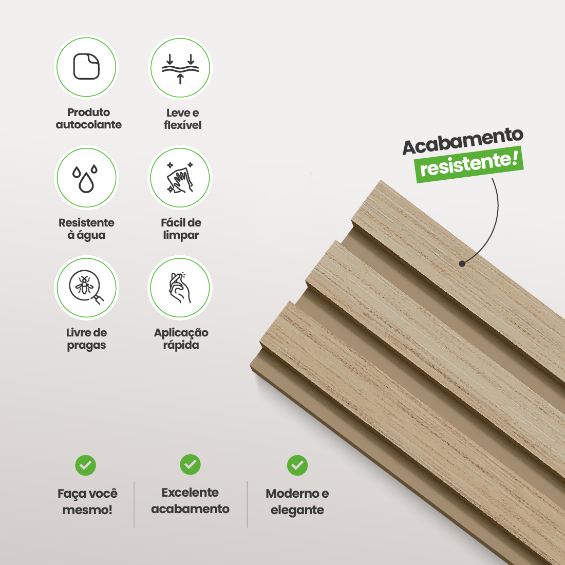 Kit Cabeceira Painel Ripado Autocolante | Linha Madeto