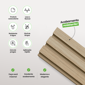 Kit Cabeceira Painel Ripado Autocolante | Linha Madeto
