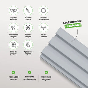 Painel Ripado Laminado de EVA Autocolante | Linha Play-Meu-Rodape--