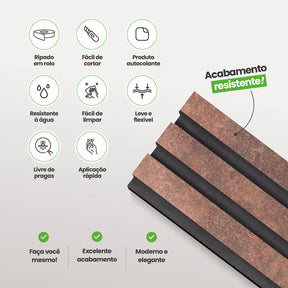 Meia Parede Ripada Autocolante Laminada | Linha Urban-Meu-Rodape--