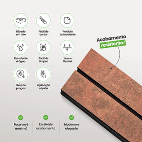 Meia Parede Ripada Autocolante Laminada | Linha Urban +-Meu-Rodape--