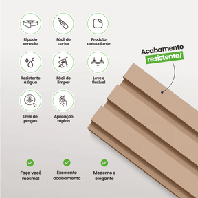 Painel Ripado Laminado de EVA Autocolante | Linha Play-Meu-Rodape--